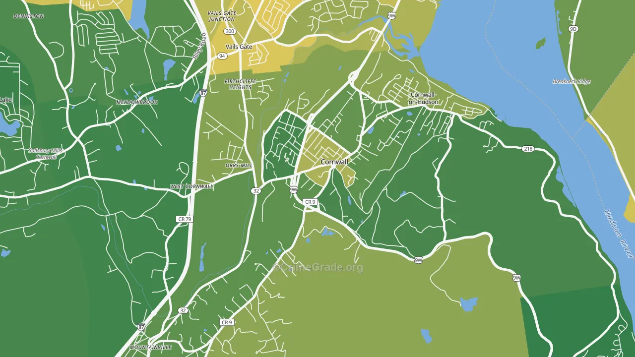 Cornwall, NY Map of Vandalism Rates
