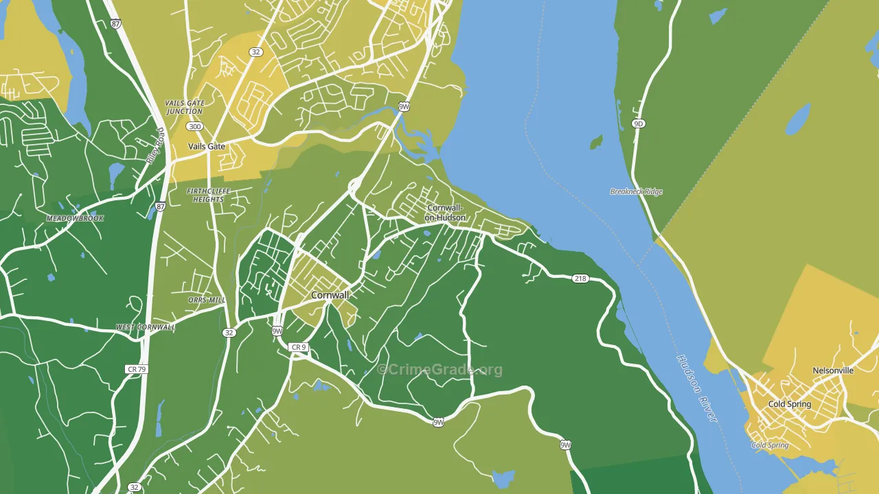 Cornwall On Hudson, NY Map of Vandalism Rates