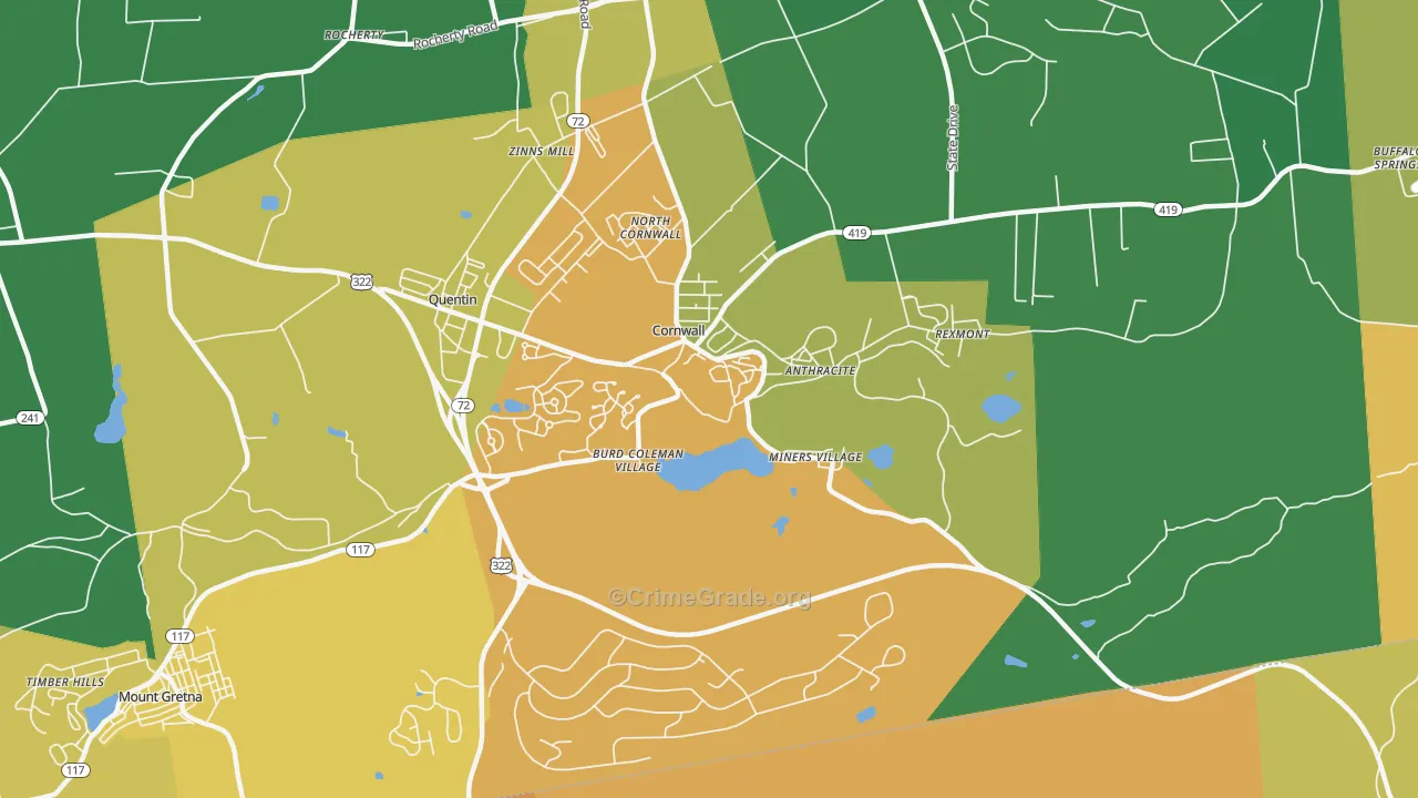 Cornwall, PA Map of Vandalism Rates