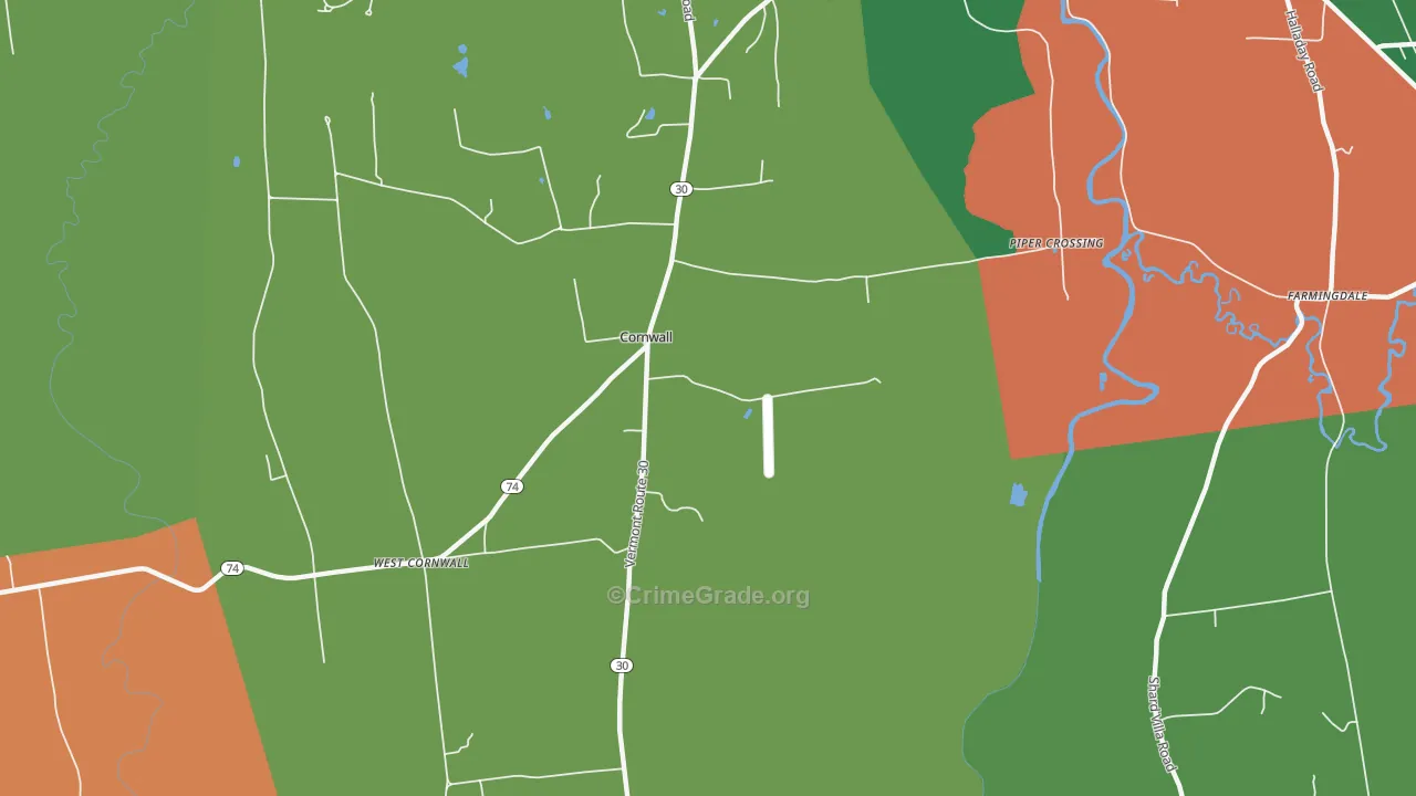 Cornwall, VT Map of Vandalism Rates