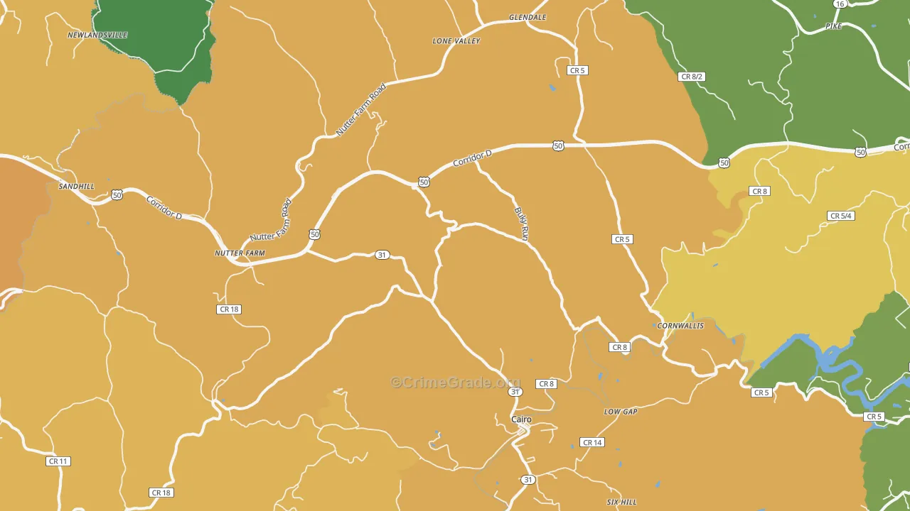 Cornwallis, WV Map of Vandalism Rates