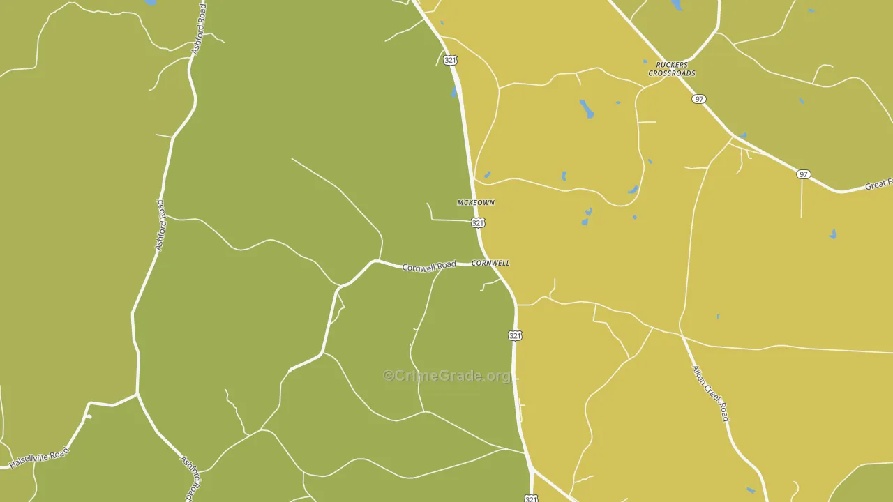 Cornwell, SC Map of Vandalism Rates