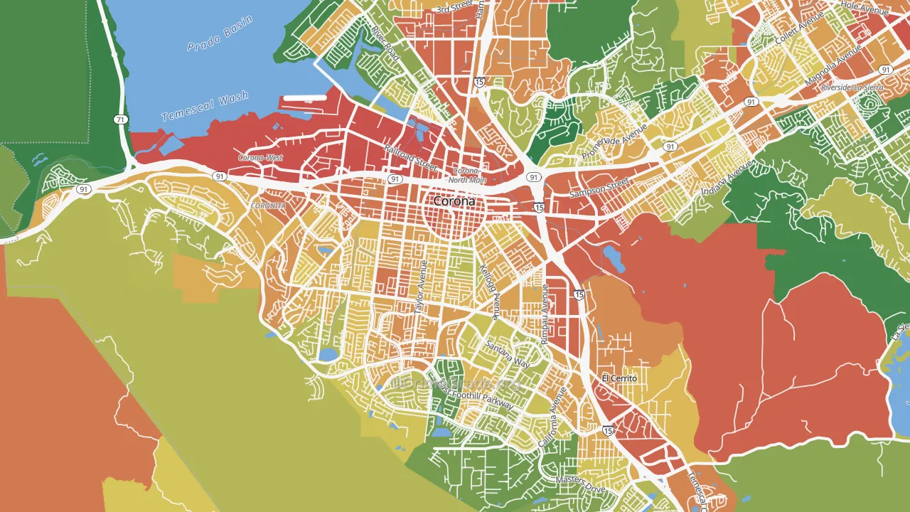 Corona, CA Map of Vandalism Rates