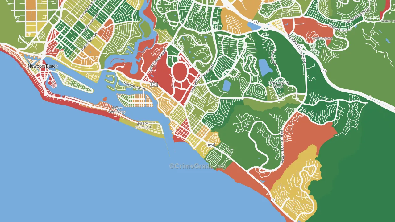 Corona Del Mar, CA Map of Vandalism Rates