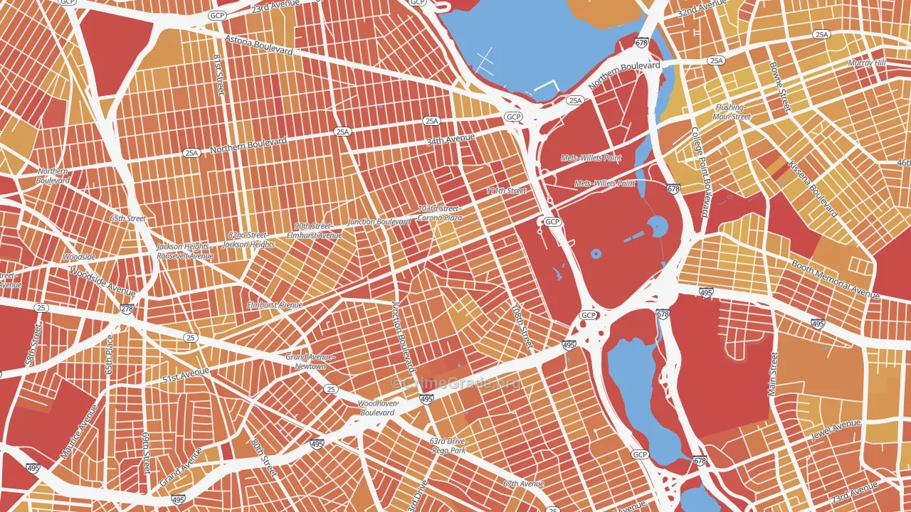 Corona, Queens, NY Map of Vandalism Rates