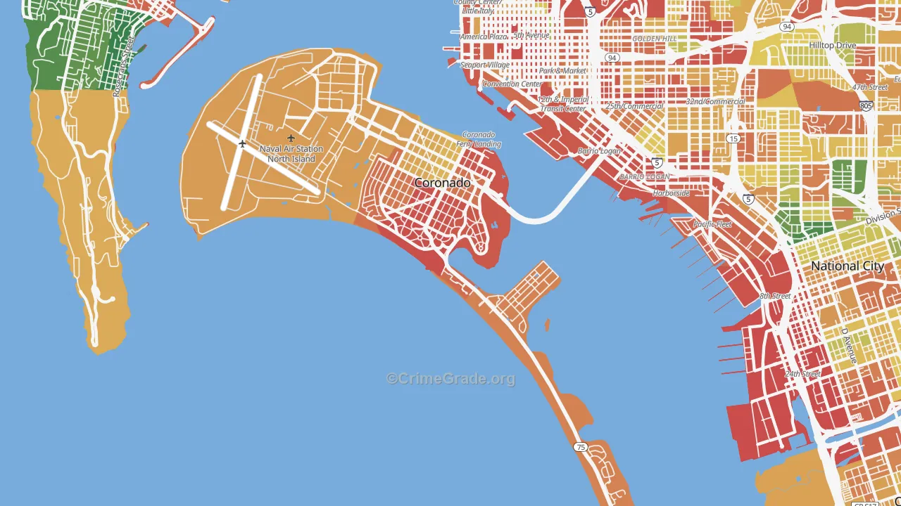 Coronado, CA Map of Vandalism Rates