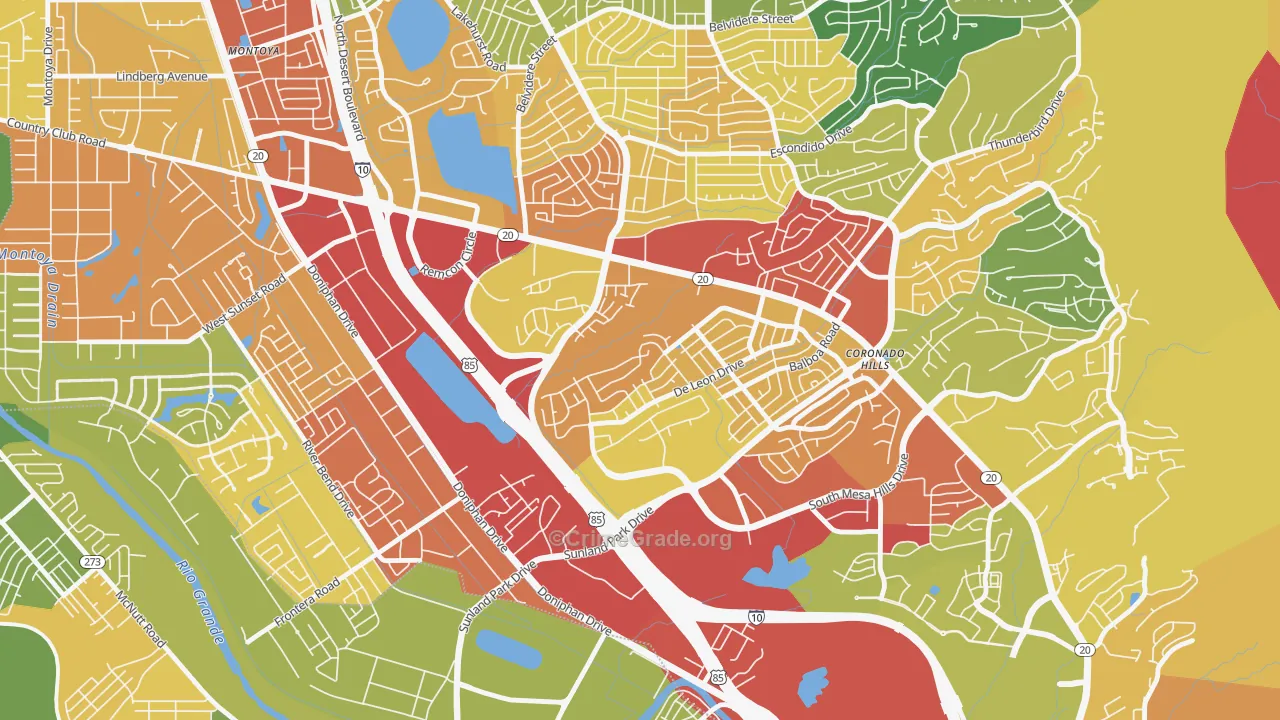Coronado, El Paso, TX Map of Vandalism Rates