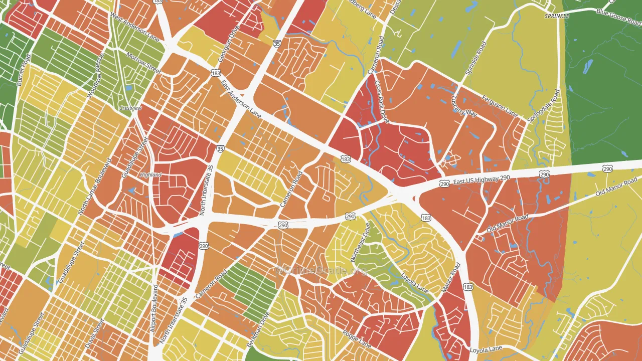 Coronado Hills, Austin, TX Map of Vandalism Rates