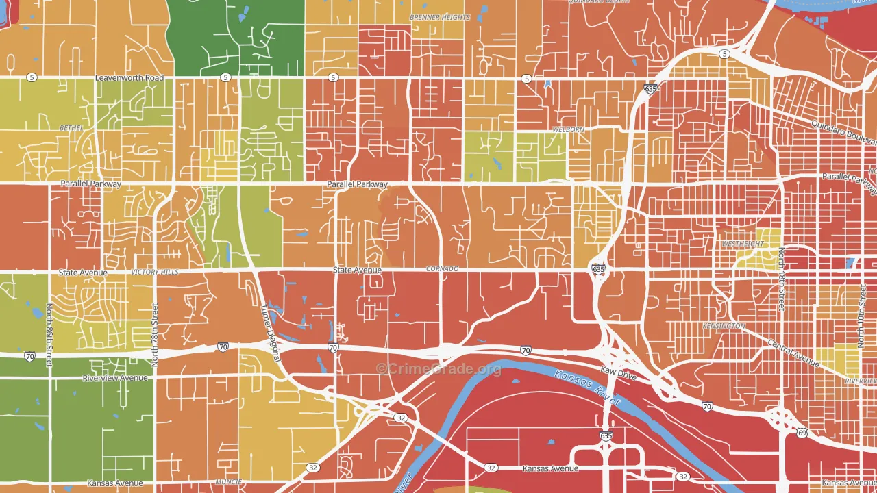 Coronado, Kansas City, KS Map of Vandalism Rates
