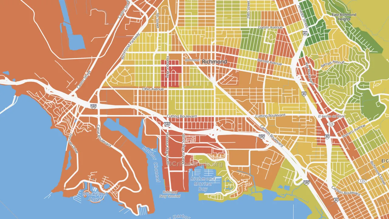 Coronado, Richmond, CA Map of Vandalism Rates