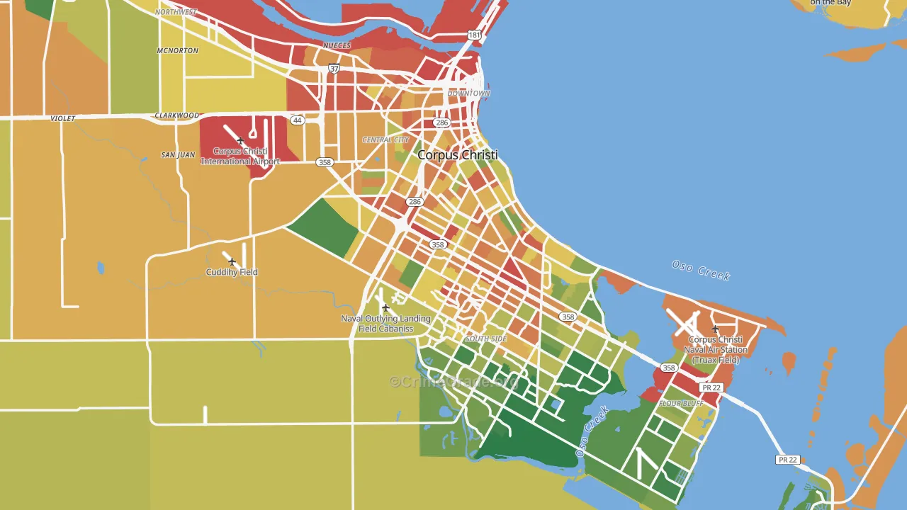 Corpus Christi, TX Map of Vandalism Rates