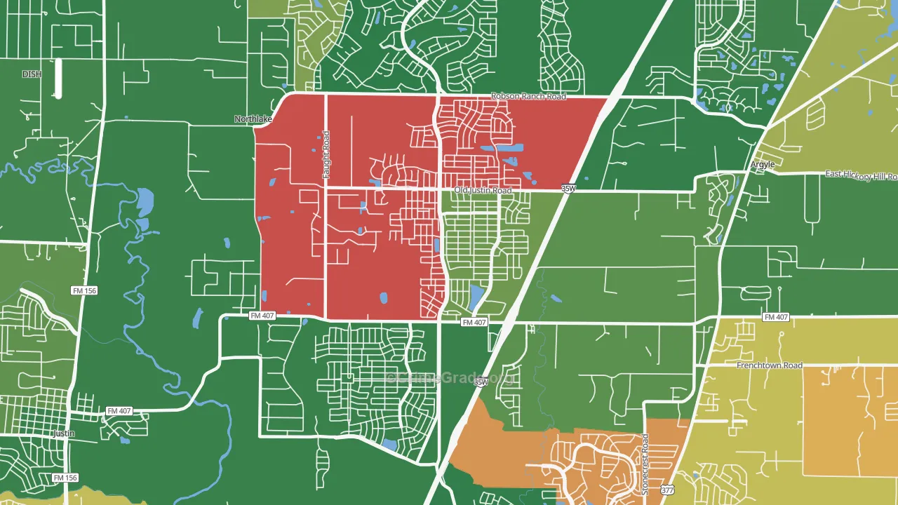Corral City, TX Map of Vandalism Rates