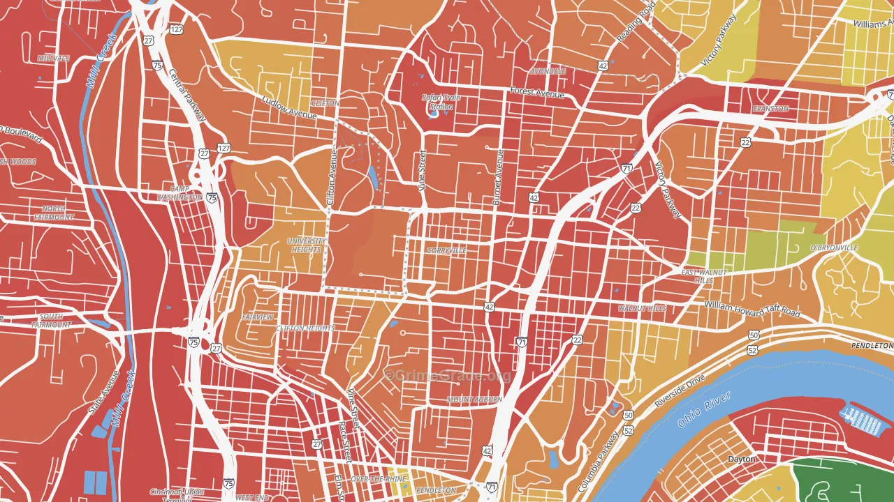 Corryville, Cincinnati, OH Map of Vandalism Rates
