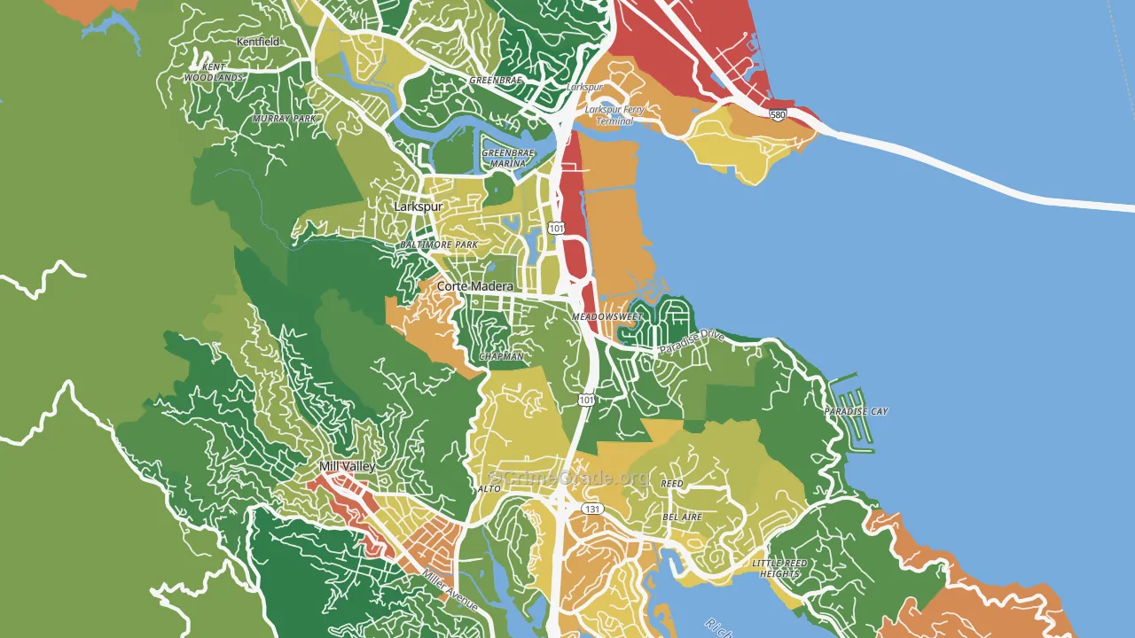 Corte Madera, CA Map of Vandalism Rates