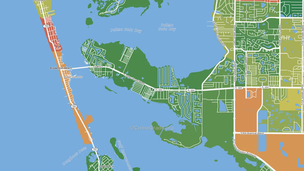 Cortez, Bradenton, FL Map of Vandalism Rates