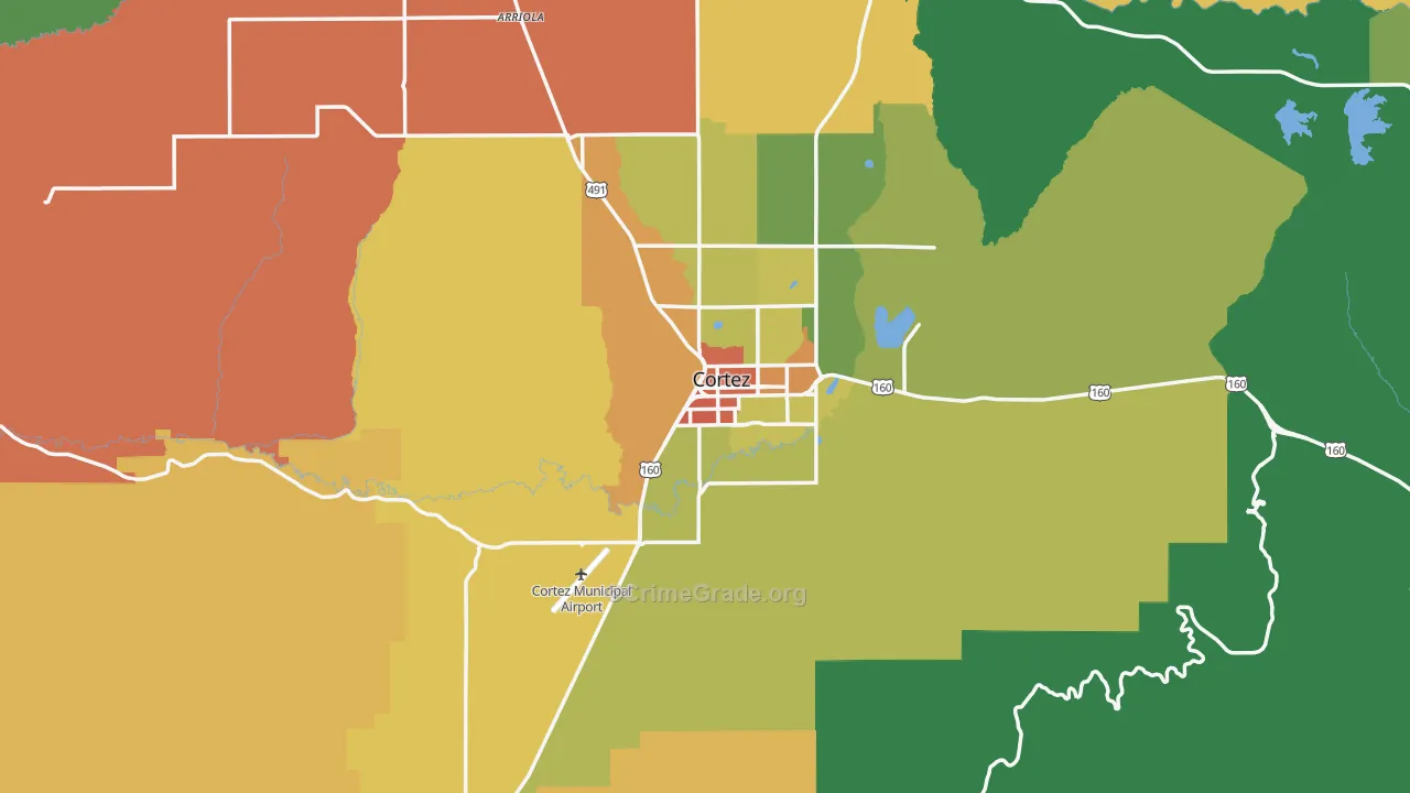 Cortez, CO Map of Vandalism Rates