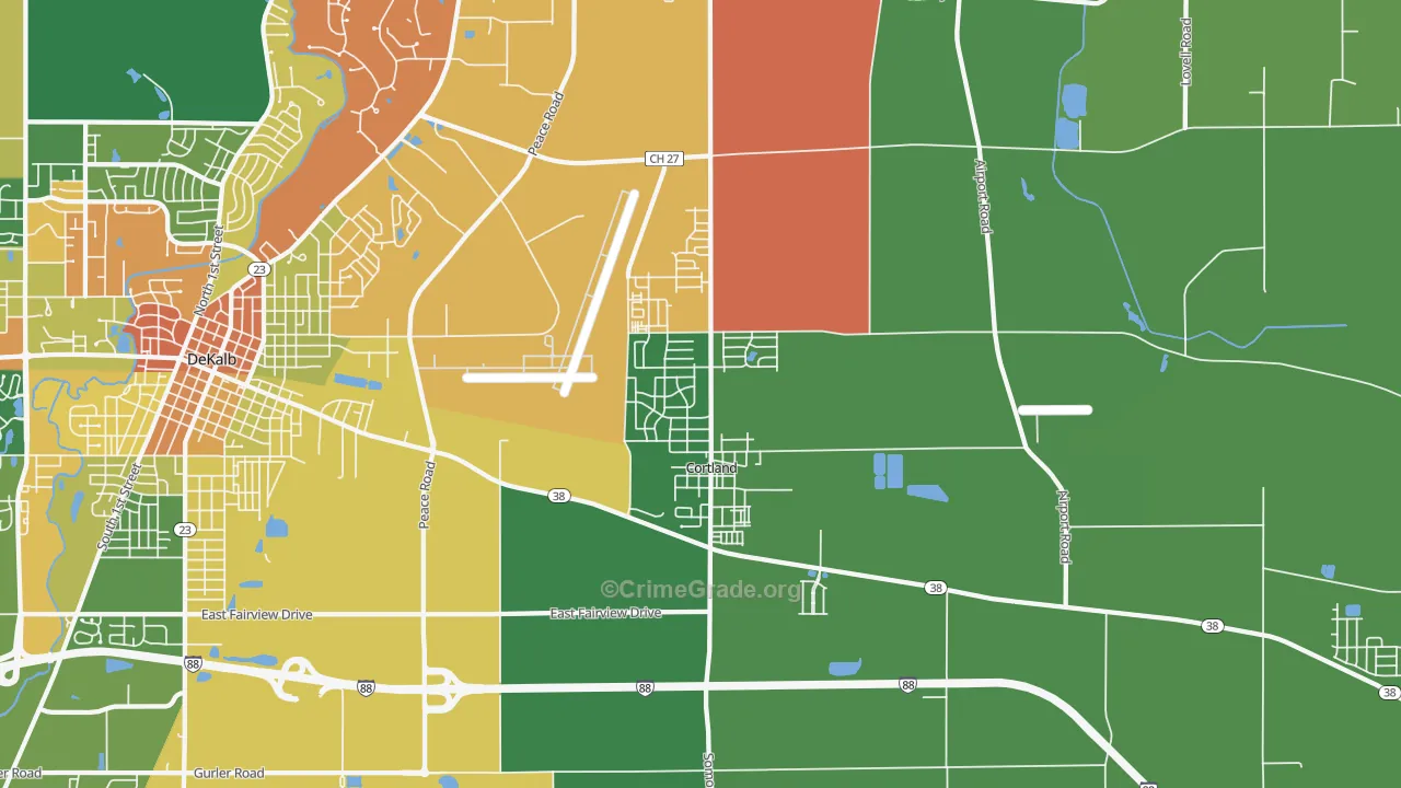 Cortland, IL Map of Vandalism Rates