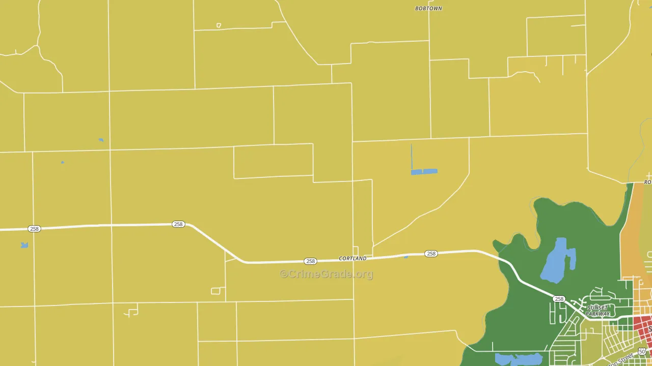 Cortland, IN Map of Vandalism Rates