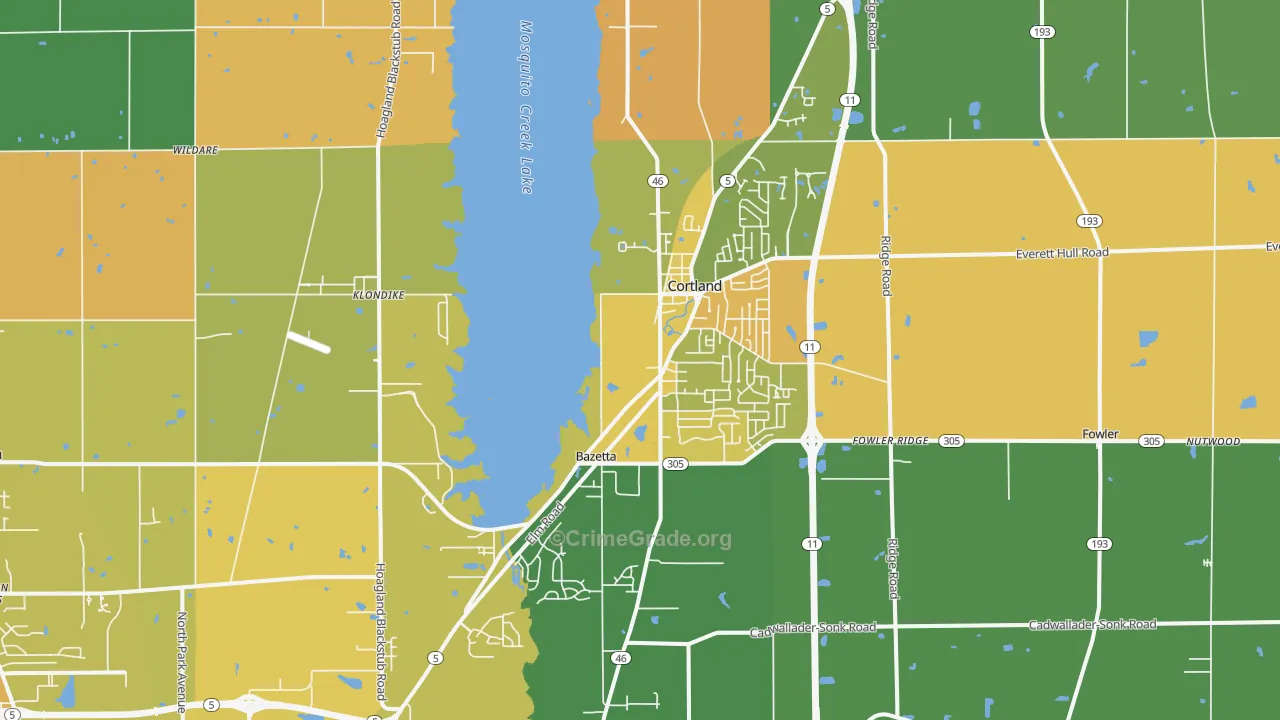 Cortland, OH Map of Vandalism Rates