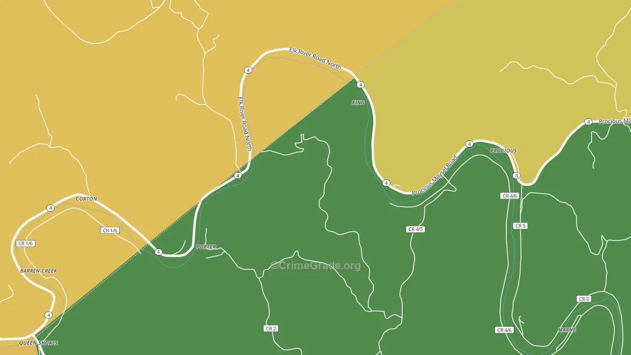 Corton, WV Map of Vandalism Rates