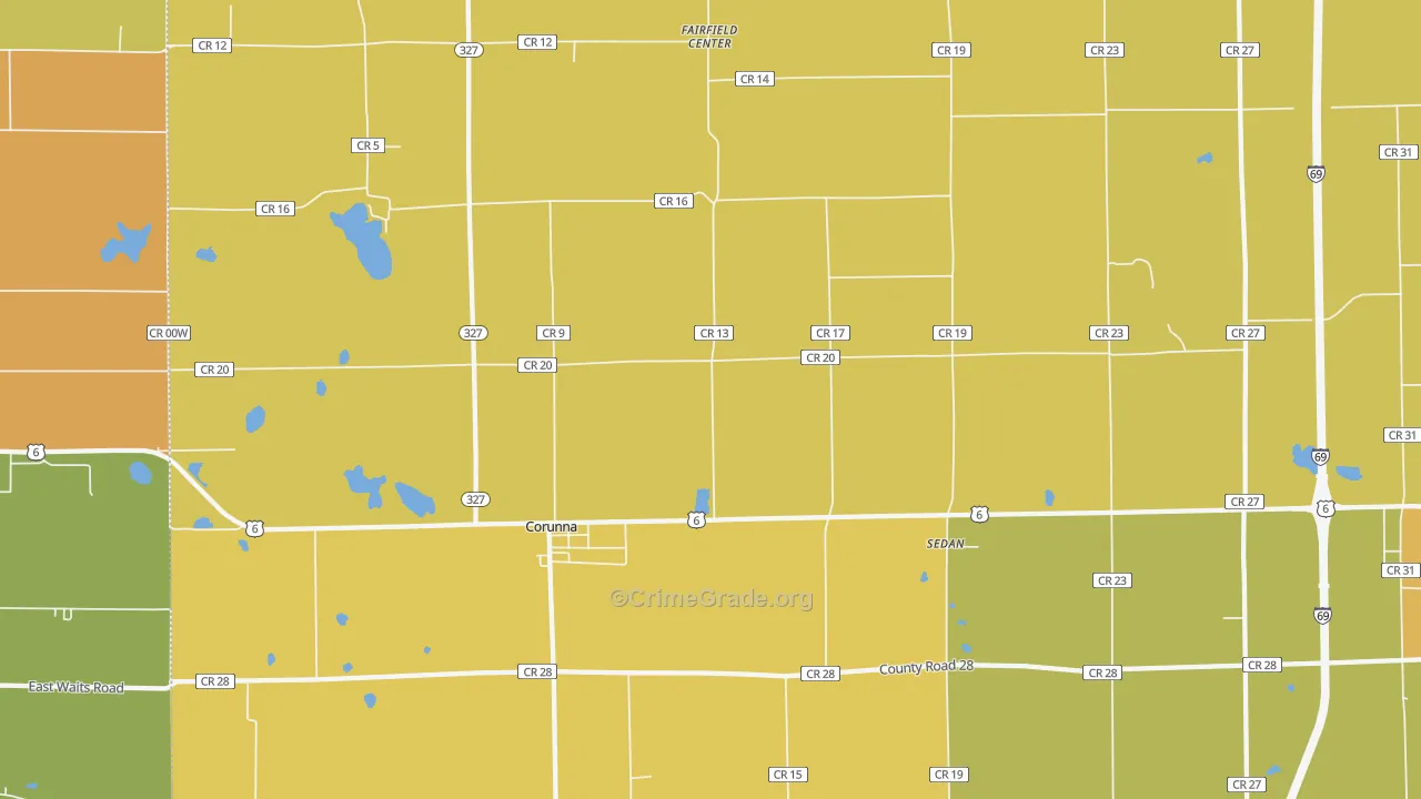 Corunna, IN Map of Vandalism Rates