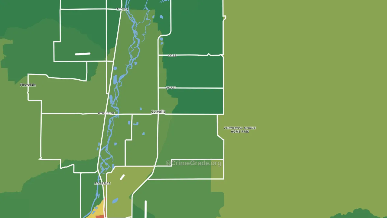 Corvallis, MT Map of Vandalism Rates