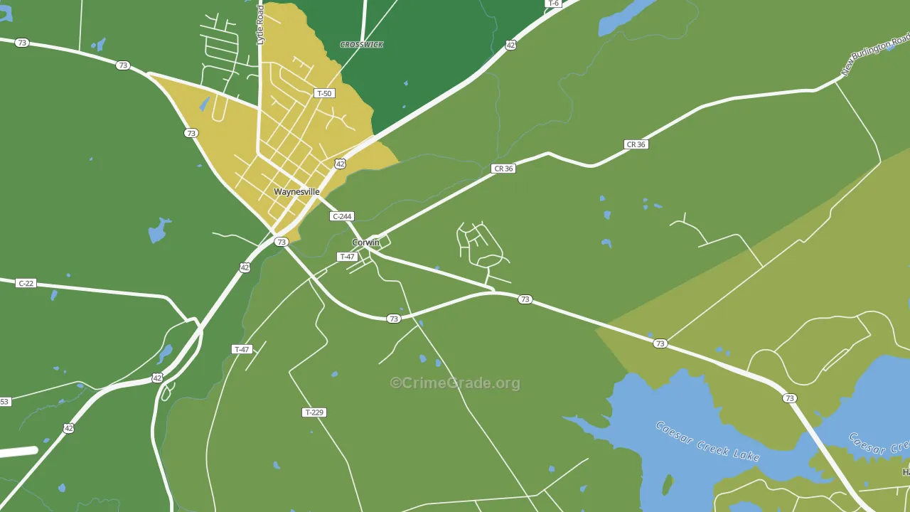 Corwin, OH Map of Vandalism Rates