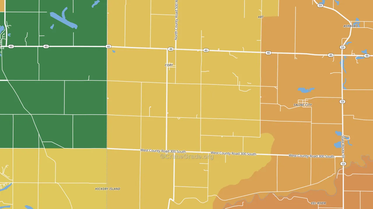 Cory, IN Map of Vandalism Rates