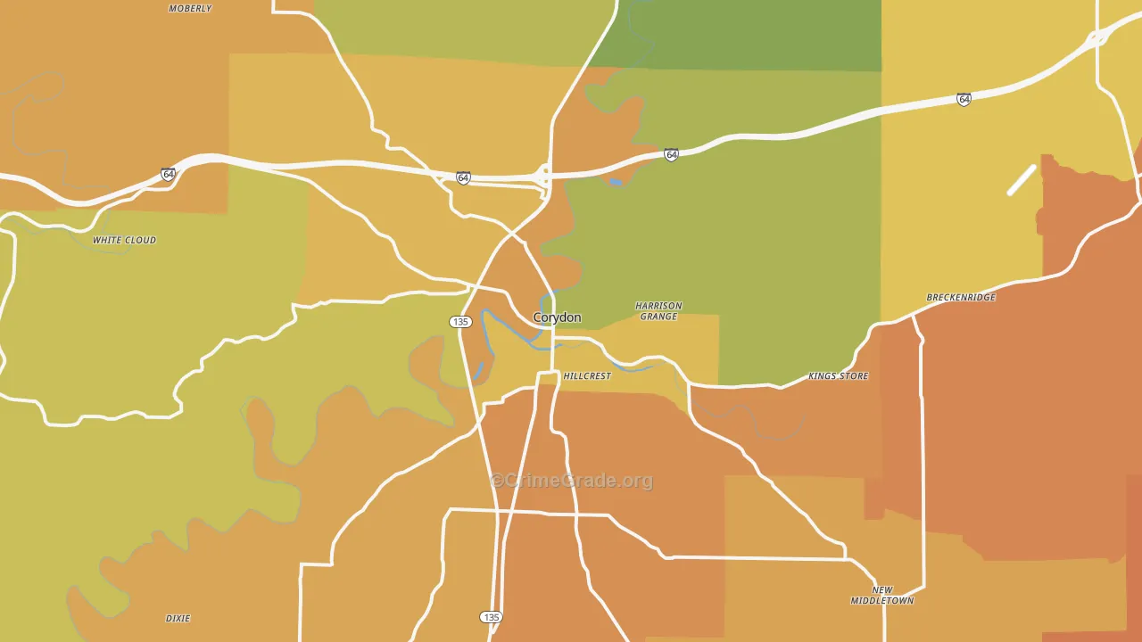 Corydon, IN Map of Vandalism Rates