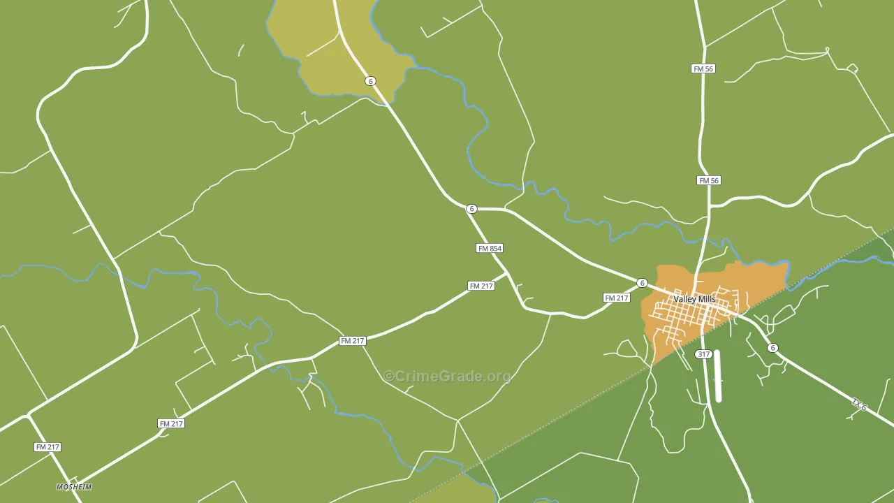 Coryell, TX Map of Vandalism Rates