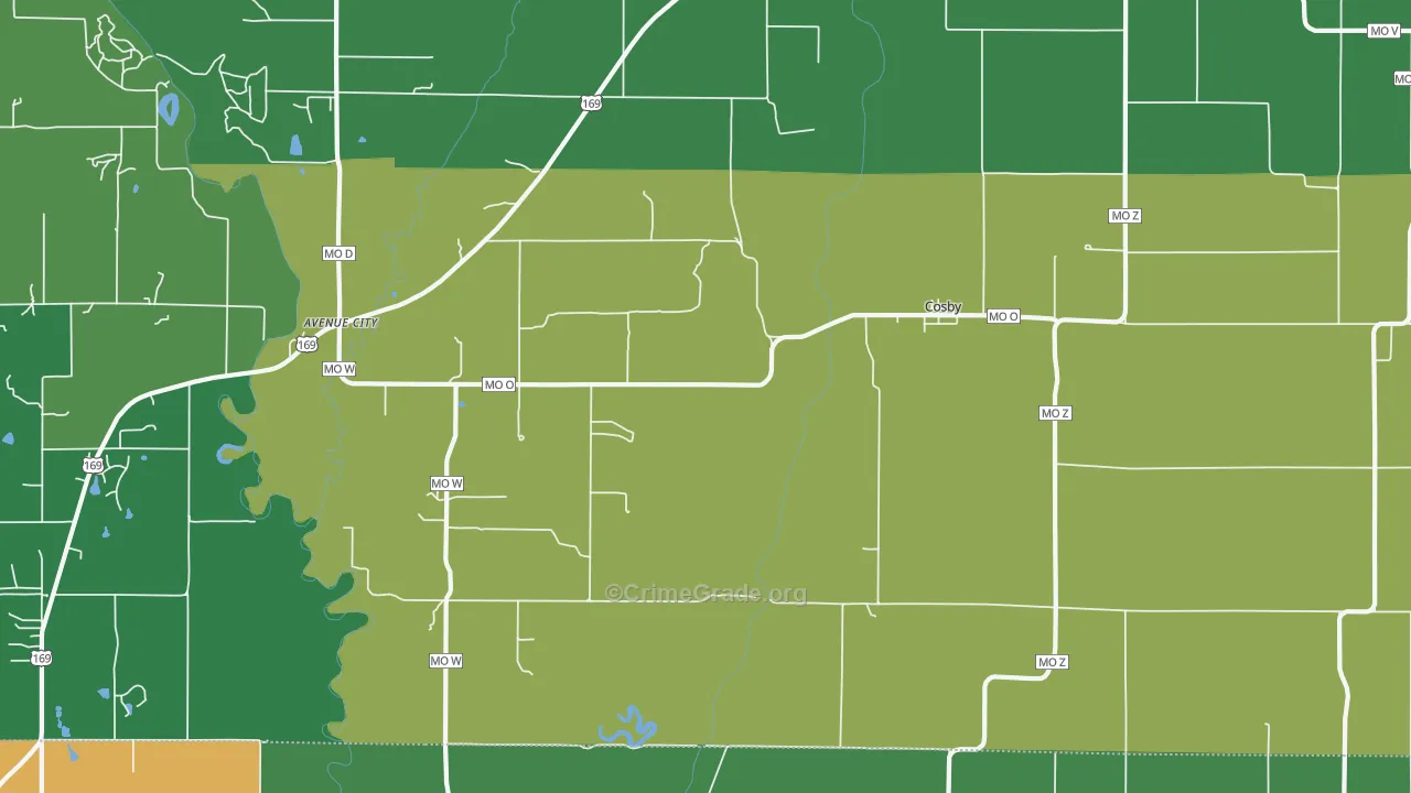 Cosby, MO Map of Vandalism Rates