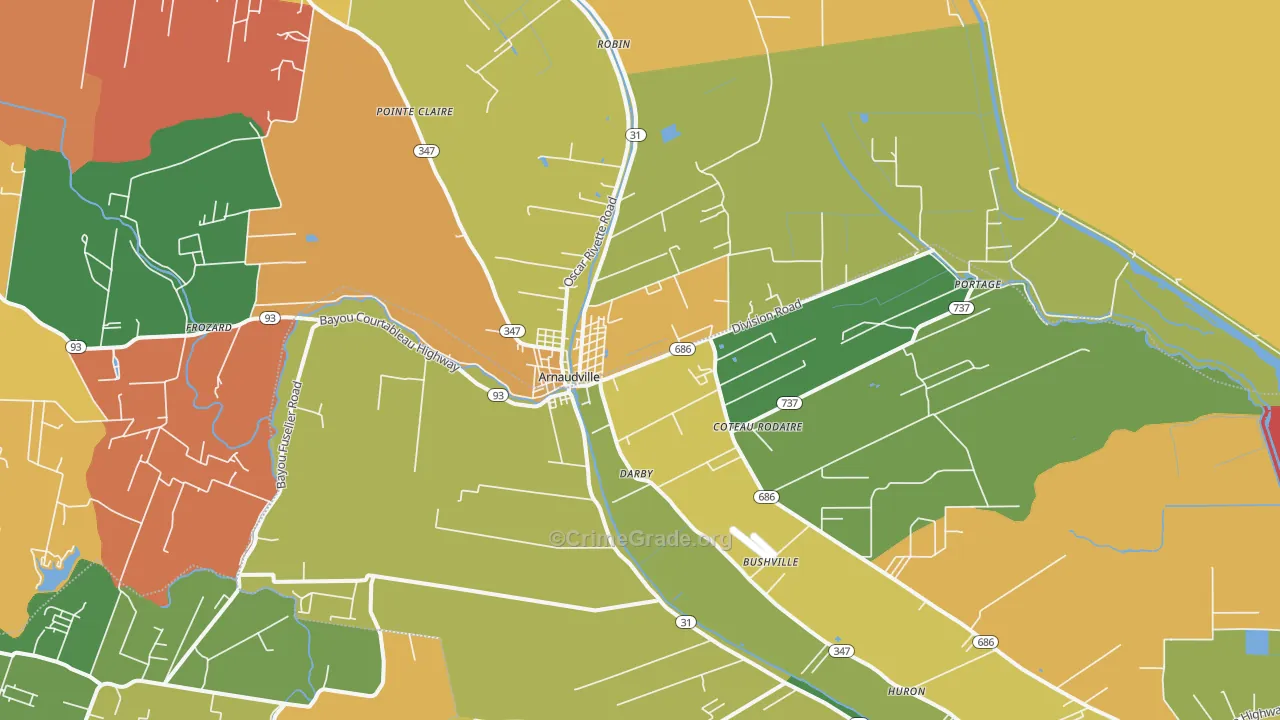 Coteau Rodaire, LA Map of Vandalism Rates