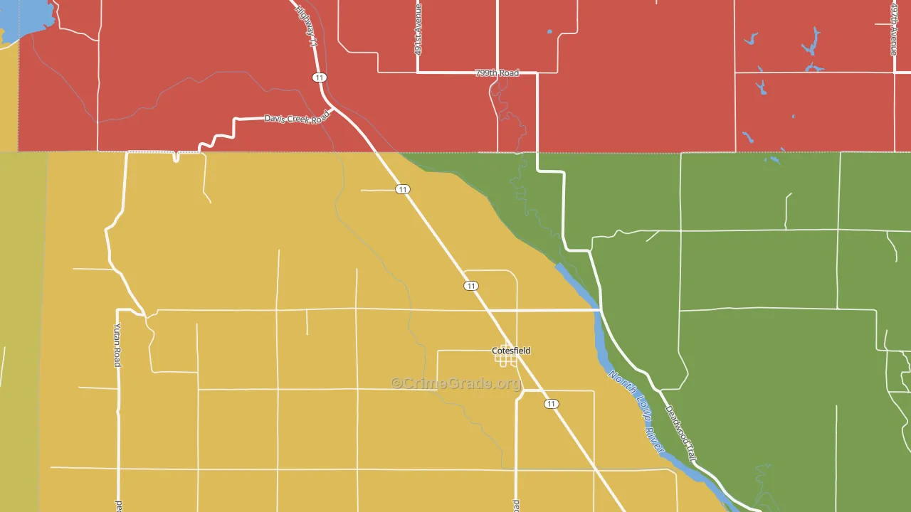 Cotesfield, NE Map of Vandalism Rates