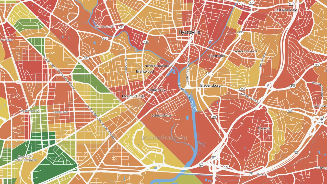 Cottage City, MD Map of Vandalism Rates