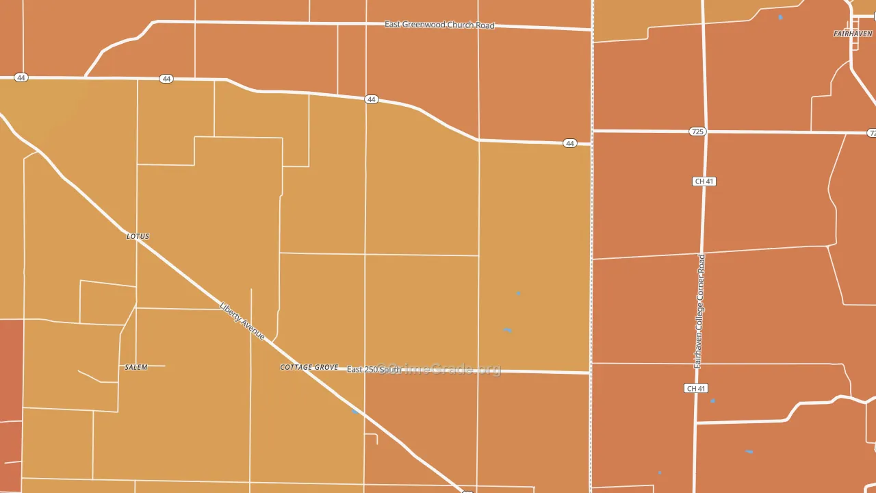 Cottage Grove, IN Map of Vandalism Rates