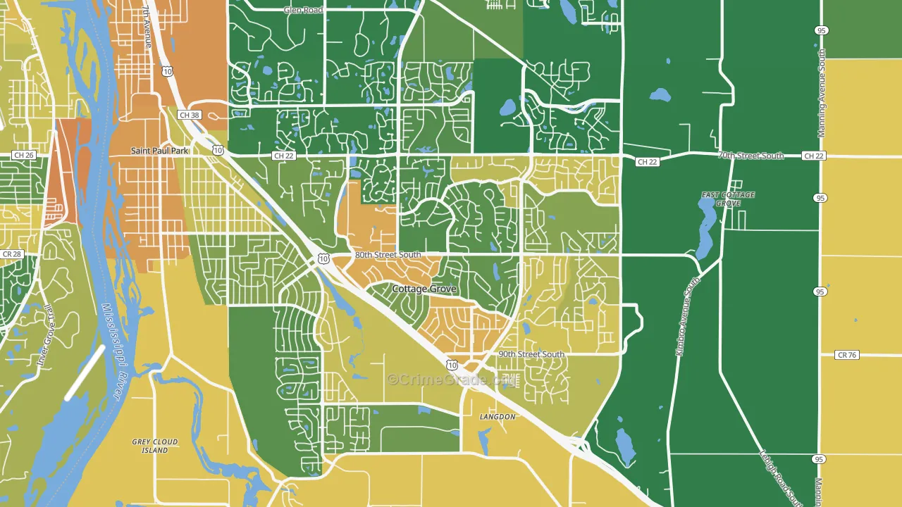 Cottage Grove, MN Map of Vandalism Rates