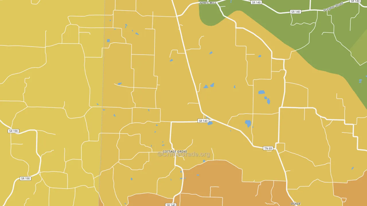Cottage Grove, TN Map of Vandalism Rates