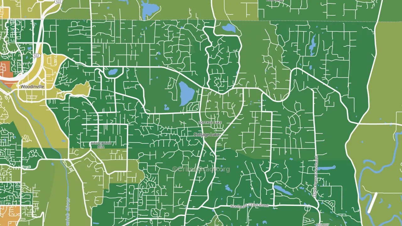 Cottage Lake, WA Map of Vandalism Rates