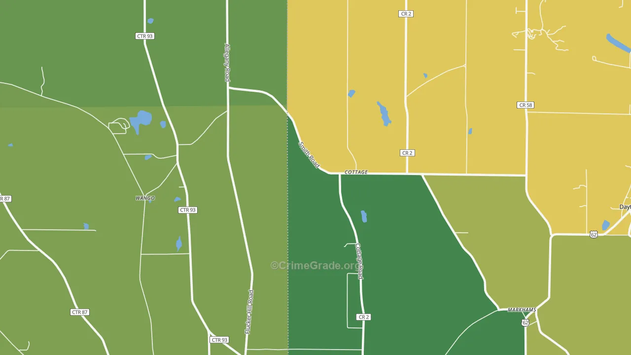 Cottage, NY Map of Vandalism Rates