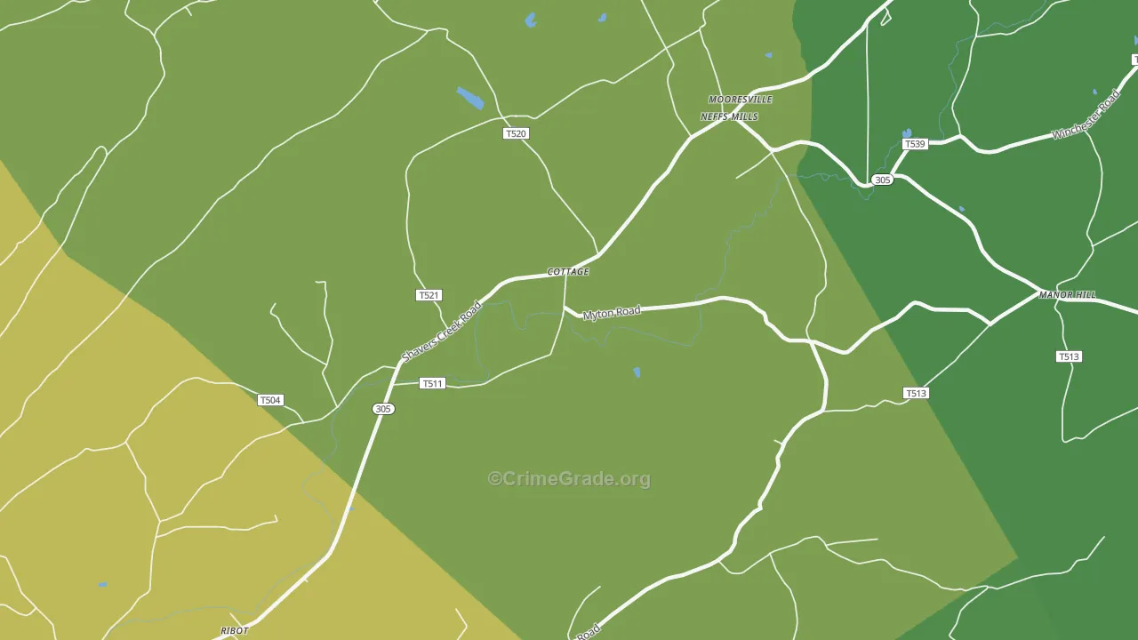 Cottage, PA Map of Vandalism Rates