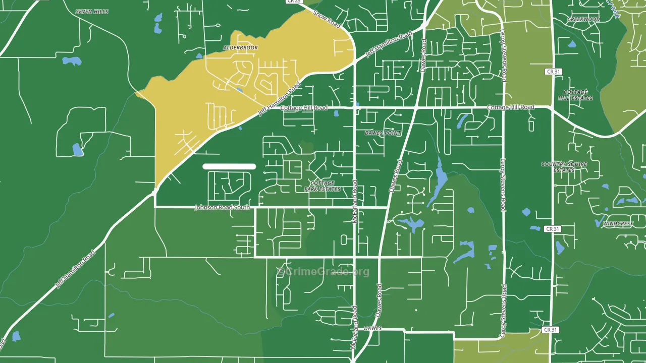 Cottage Park, Mobile, AL Map of Vandalism Rates
