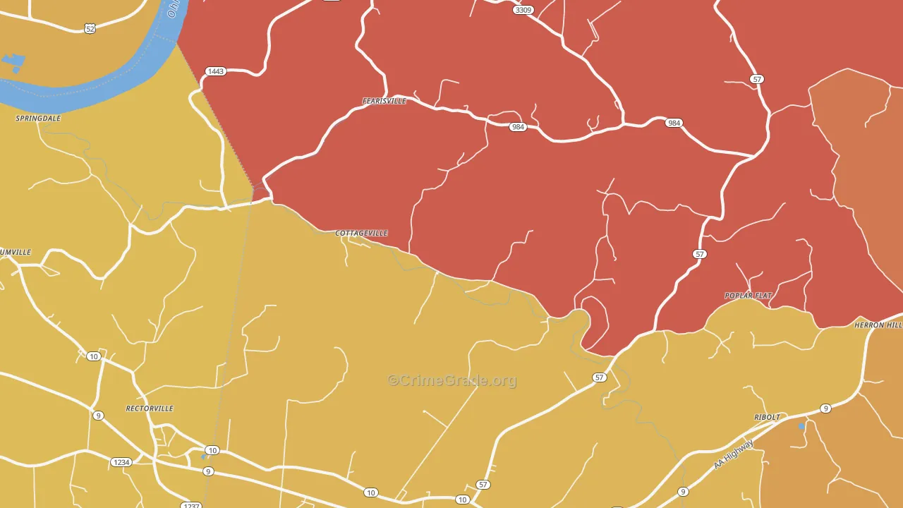Cottageville, KY Map of Vandalism Rates