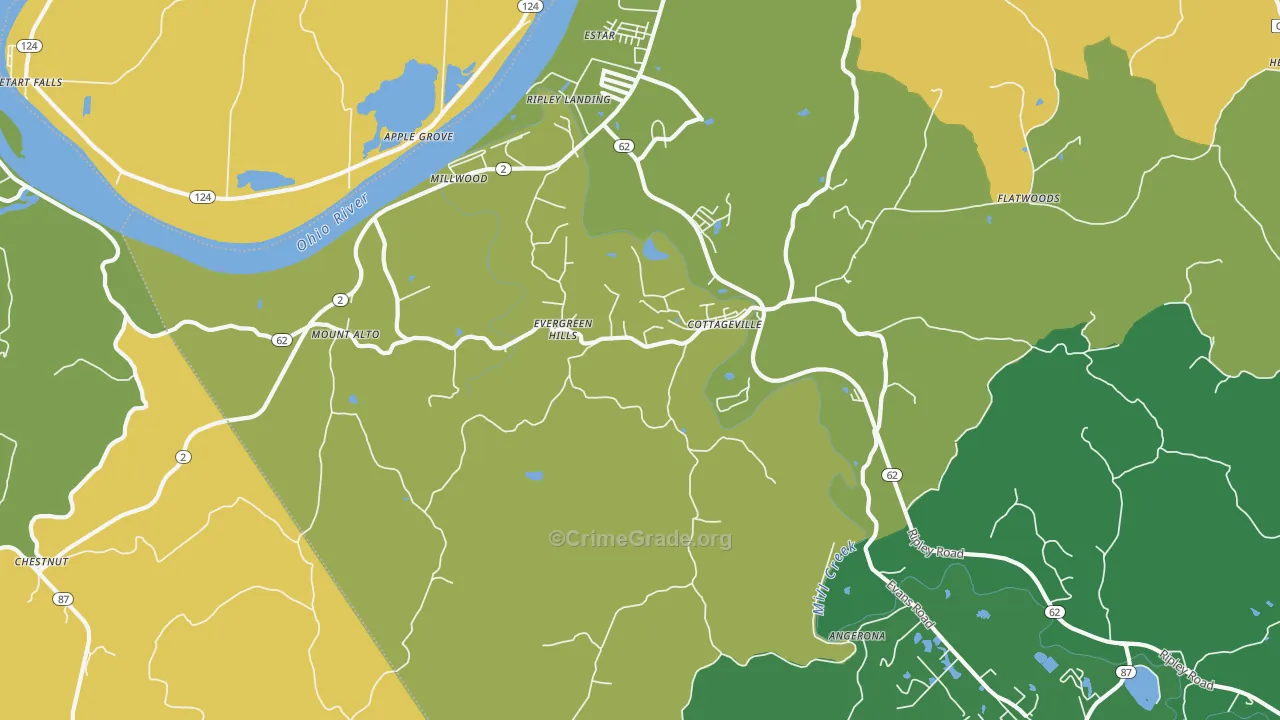 Cottageville, WV Map of Vandalism Rates