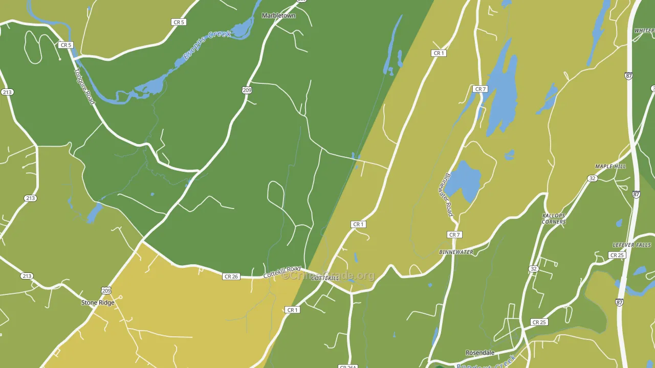 Cottekill, NY Map of Vandalism Rates
