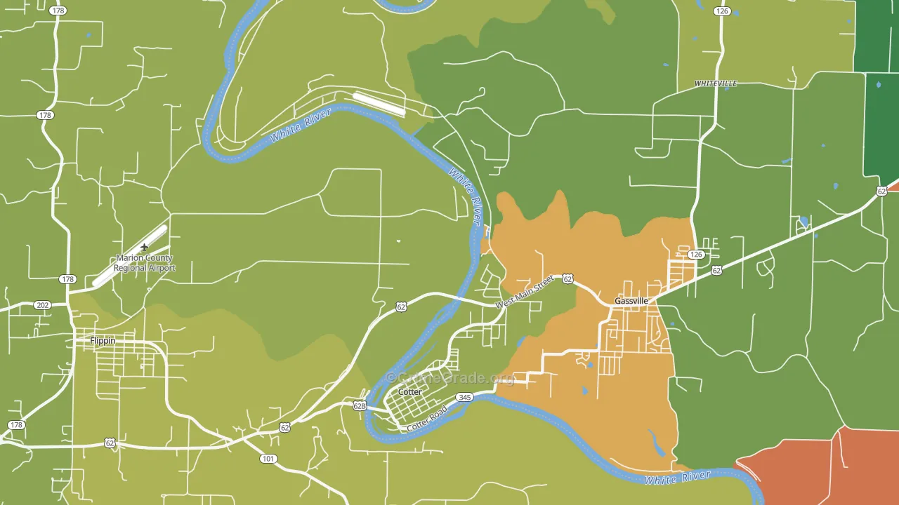 Cotter, AR Map of Vandalism Rates