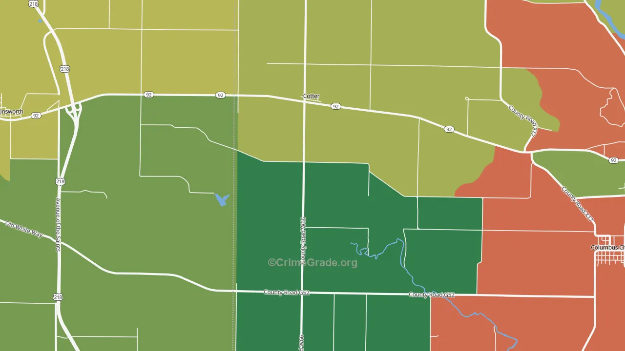 Cotter, IA Map of Vandalism Rates
