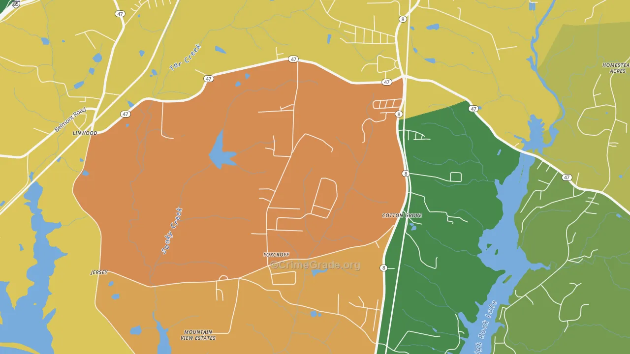 Cotton Grove, NC Map of Vandalism Rates