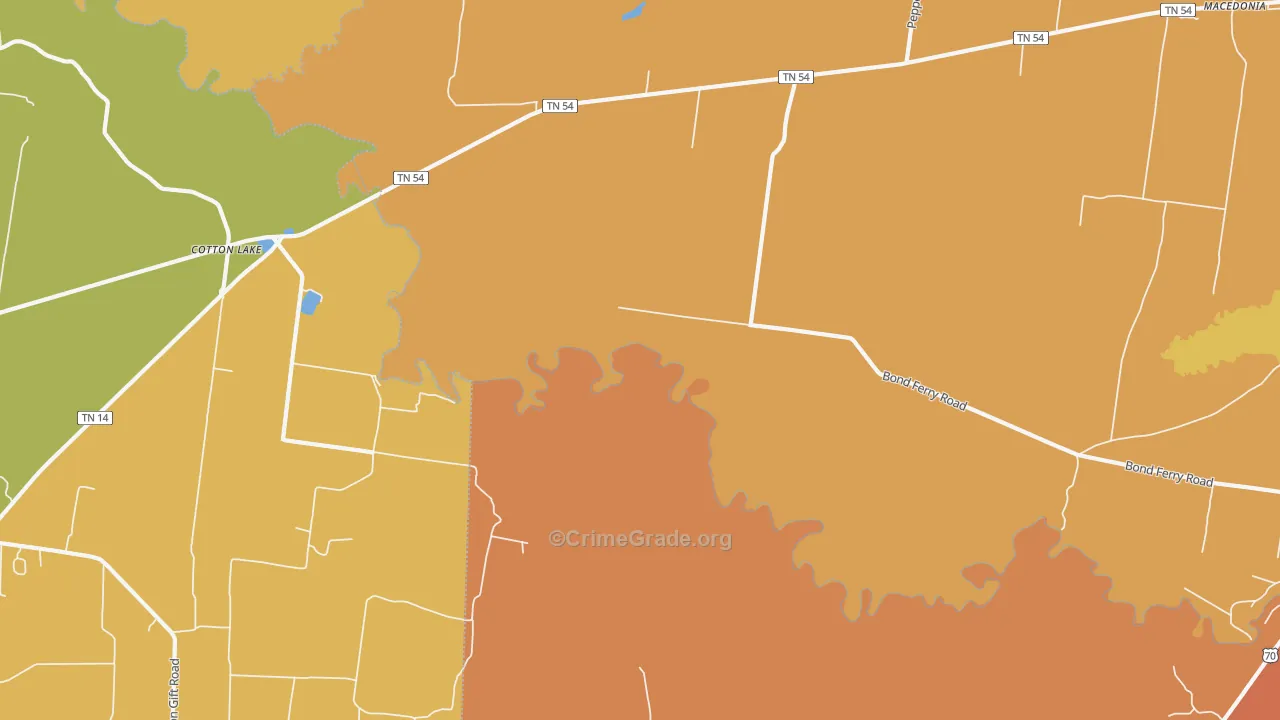 Cotton Lake, TN Map of Vandalism Rates