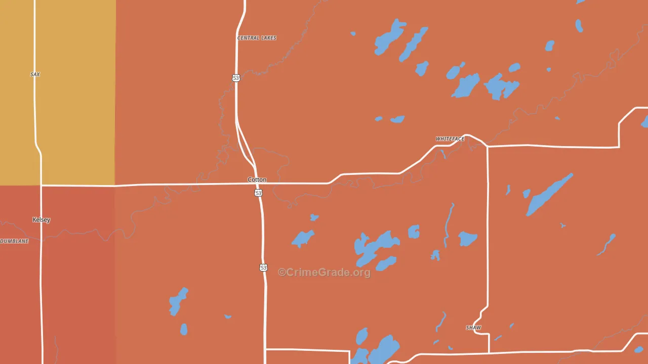 Cotton, MN Map of Vandalism Rates