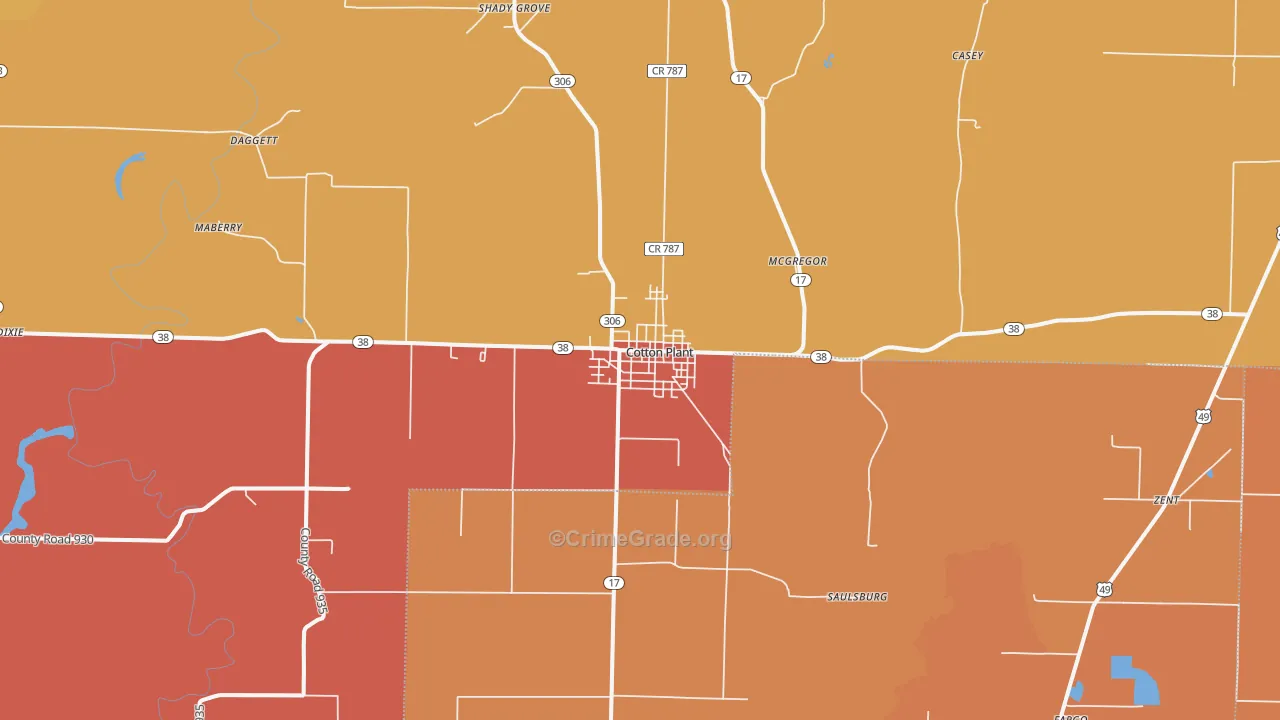 Cotton Plant, AR Map of Vandalism Rates